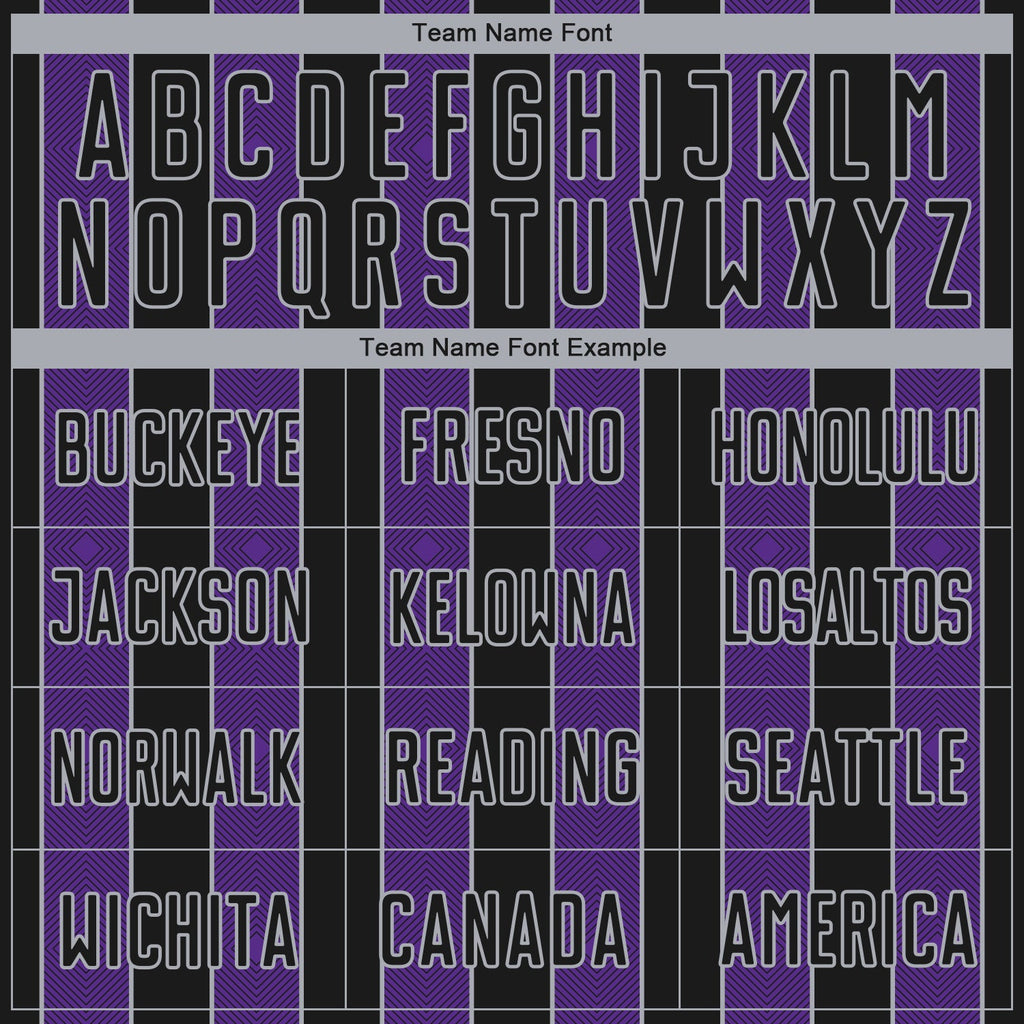 Custom Black Purple-Gray Pinstripe Line Sports Sublimation Soccer Uniform Jersey