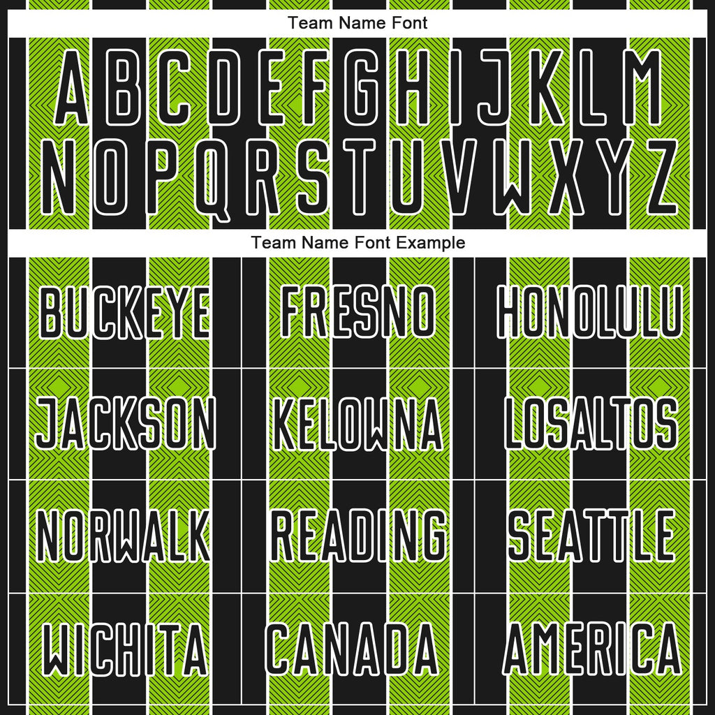 Custom Black Neon Green-White Pinstripe Line Sports Sublimation Soccer Uniform Jersey