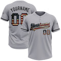 Custom Gray Vintage USA Flag-Black Two-Button Unisex Softball Jersey