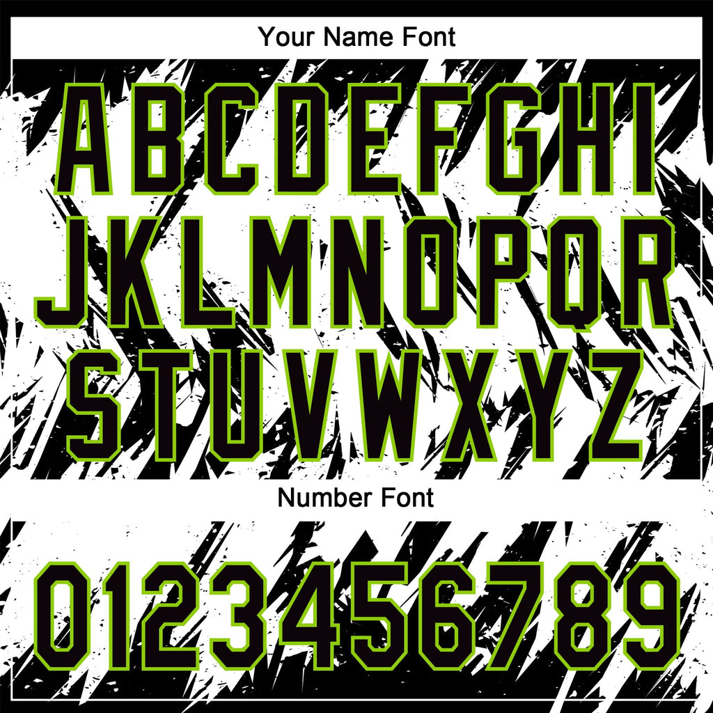 Custom Black Neon Green-White 3D Pattern Abstract Sharp Shape Two-Button Unisex Softball Jersey