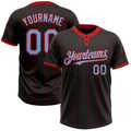 Custom Black Red Pinstripe Light Blue Two-Button Unisex Softball Jersey