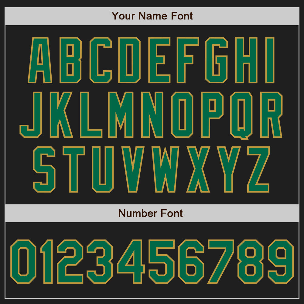 Custom Black Old Gold Pinstripe Kelly Green Two-Button Unisex Softball Jersey