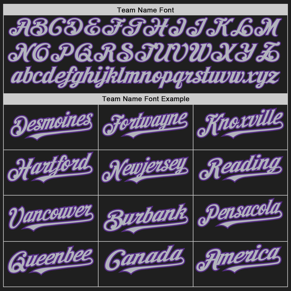Custom Black Purple Pinstripe Gray Two-Button Unisex Softball Jersey