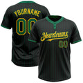 Custom Black Kelly Green Pinstripe Gold Two-Button Unisex Softball Jersey