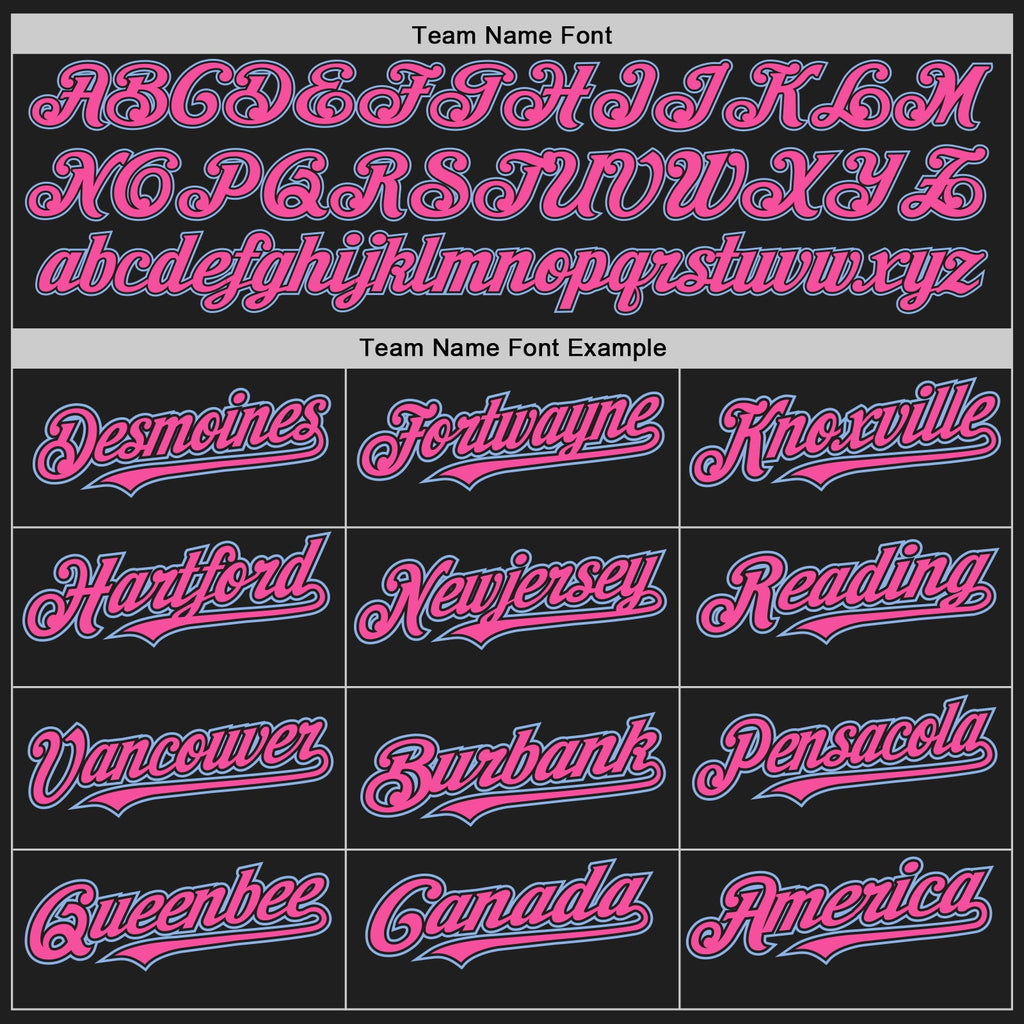 Custom Black Light Blue Pinstripe Pink Two-Button Unisex Softball Jersey