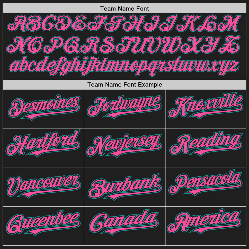Custom Black Teal Pinstripe Pink Two-Button Unisex Softball Jersey