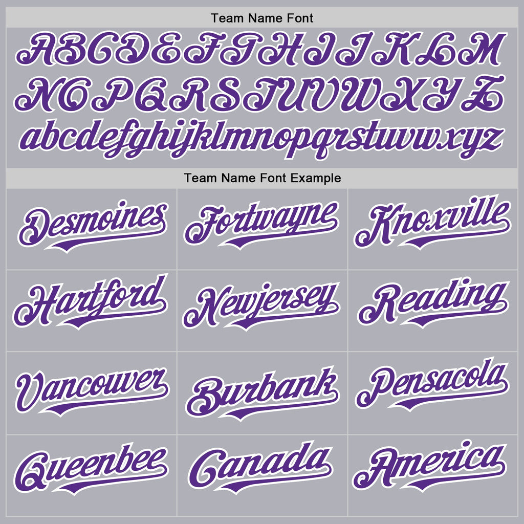Custom Gray Purple Pinstripe White Two-Button Unisex Softball Jersey