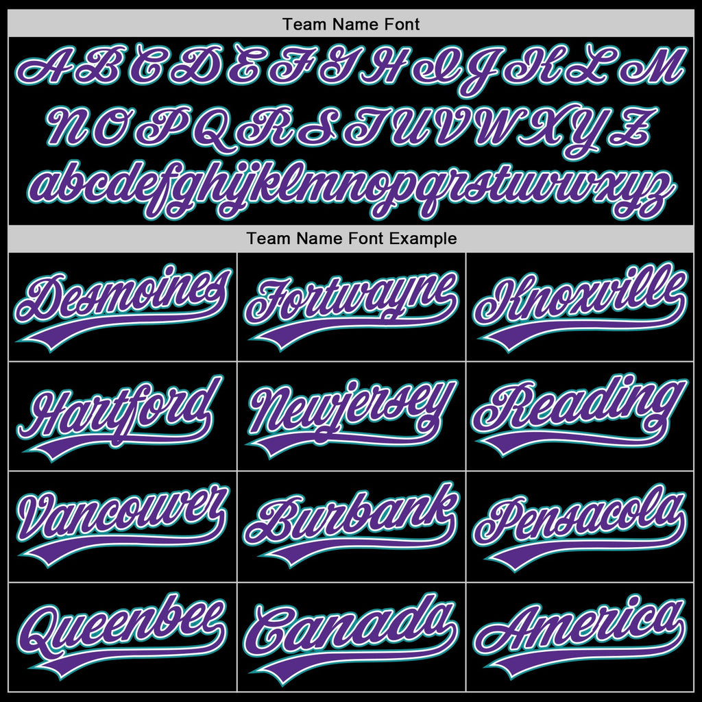 Custom Black Teal-Purple Two-Button Unisex Softball Jersey