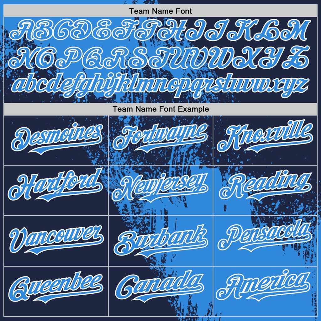 Custom Electric Blue Navy-White 3D Pattern Abstract Brush Stroke Two-Button Unisex Softball Jersey