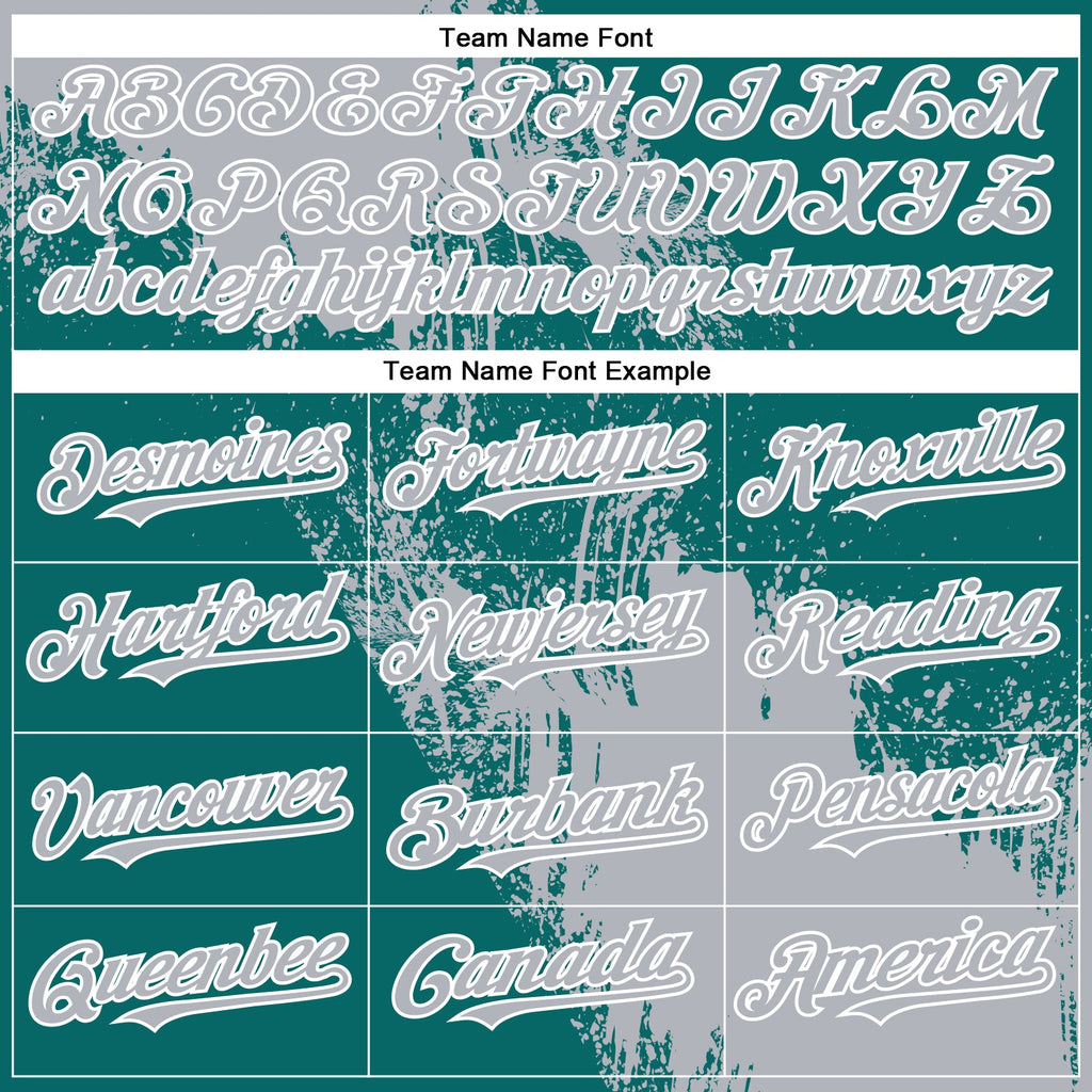 Custom Gray Teal-White 3D Pattern Abstract Brush Stroke Two-Button Unisex Softball Jersey
