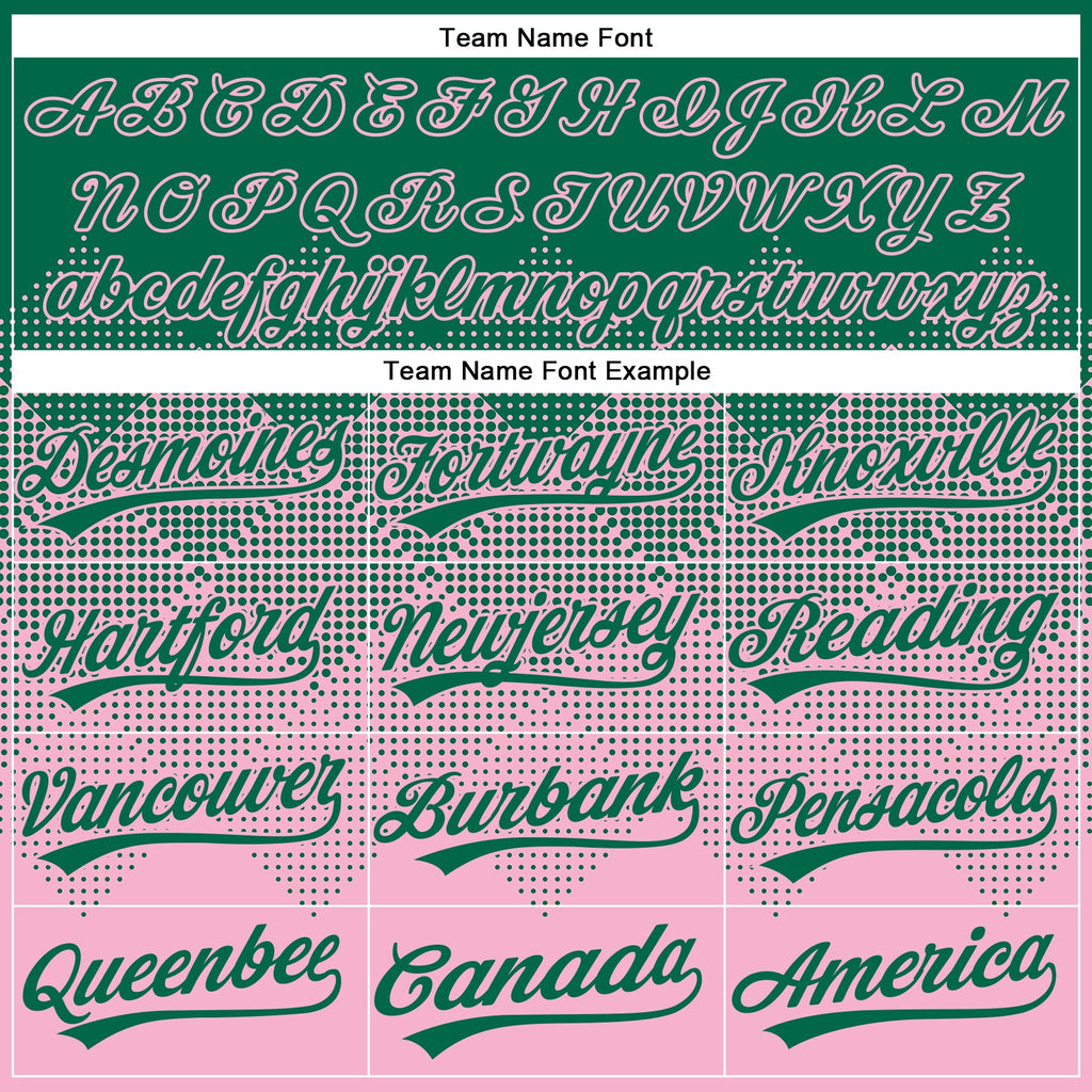 Custom Kelly Green Light Pink 3D Gradient Square Shape Two-Button Unisex Softball Jersey