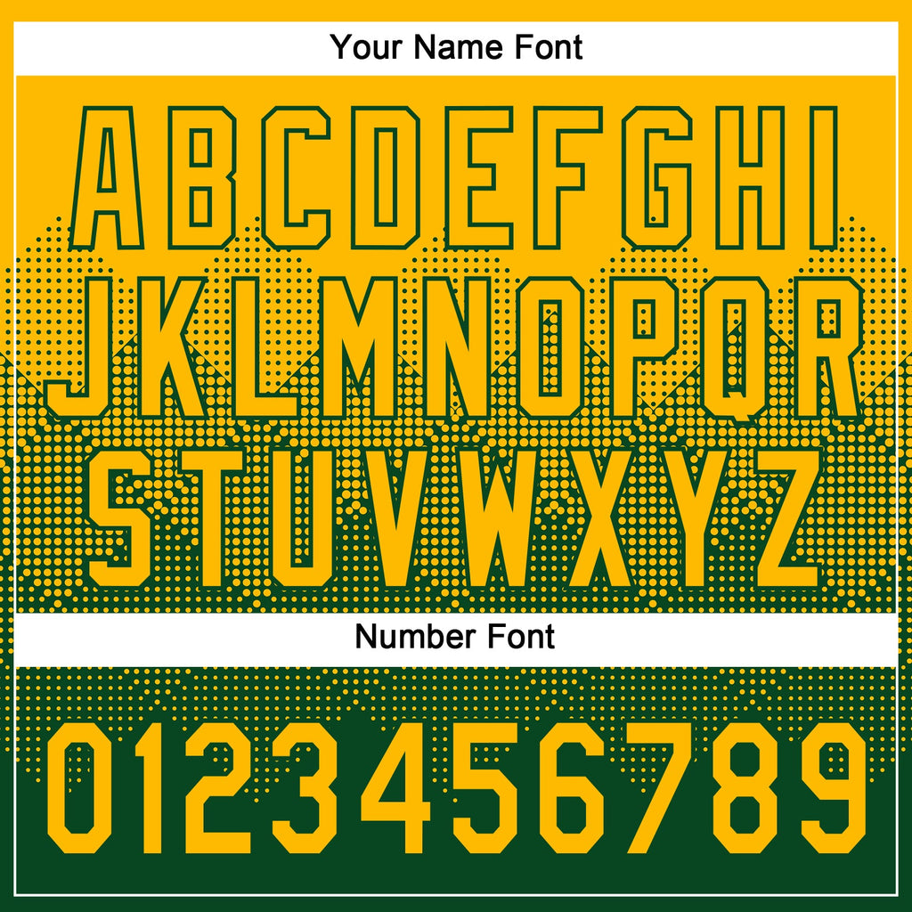 Custom Gold Green 3D Gradient Square Shape Two-Button Unisex Softball Jersey