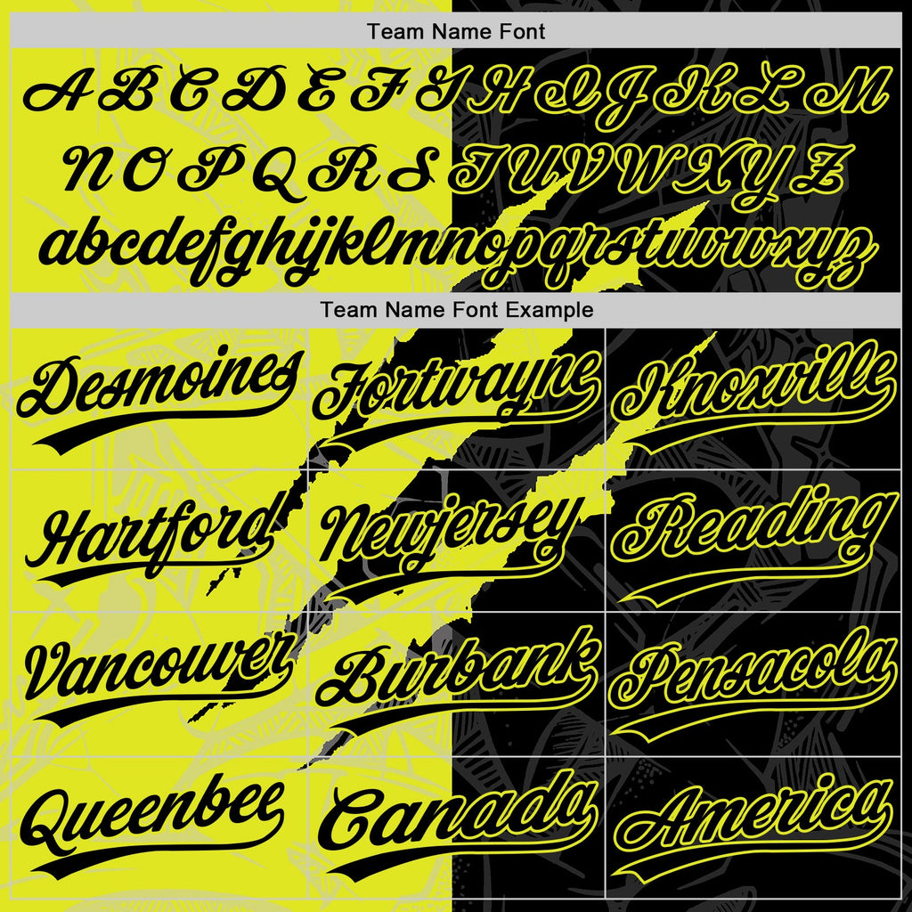 Custom Graffiti Pattern Black-Neon Yellow 3D Scratch Two-Button Unisex Softball Jersey
