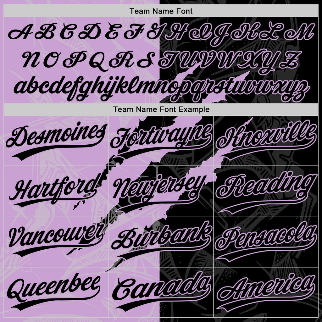 Custom Graffiti Pattern Black-Light Purple 3D Scratch Two-Button Unisex Softball Jersey
