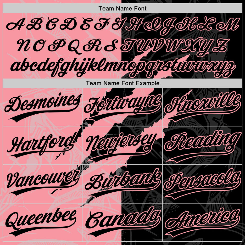 Custom Graffiti Pattern Black-Medium Pink 3D Scratch Two-Button Unisex Softball Jersey