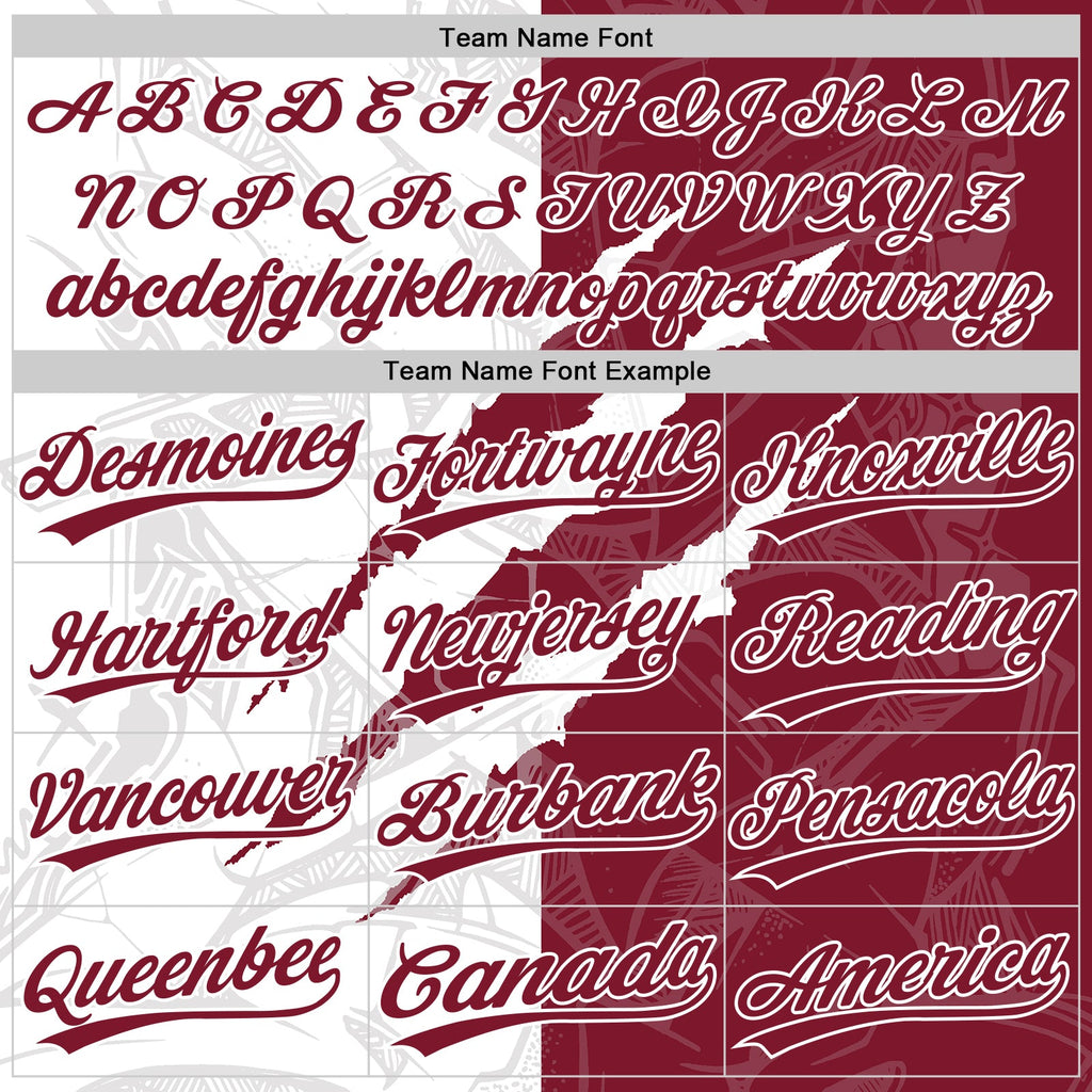Custom Graffiti Pattern Crimson-White 3D Scratch Two-Button Unisex Softball Jersey