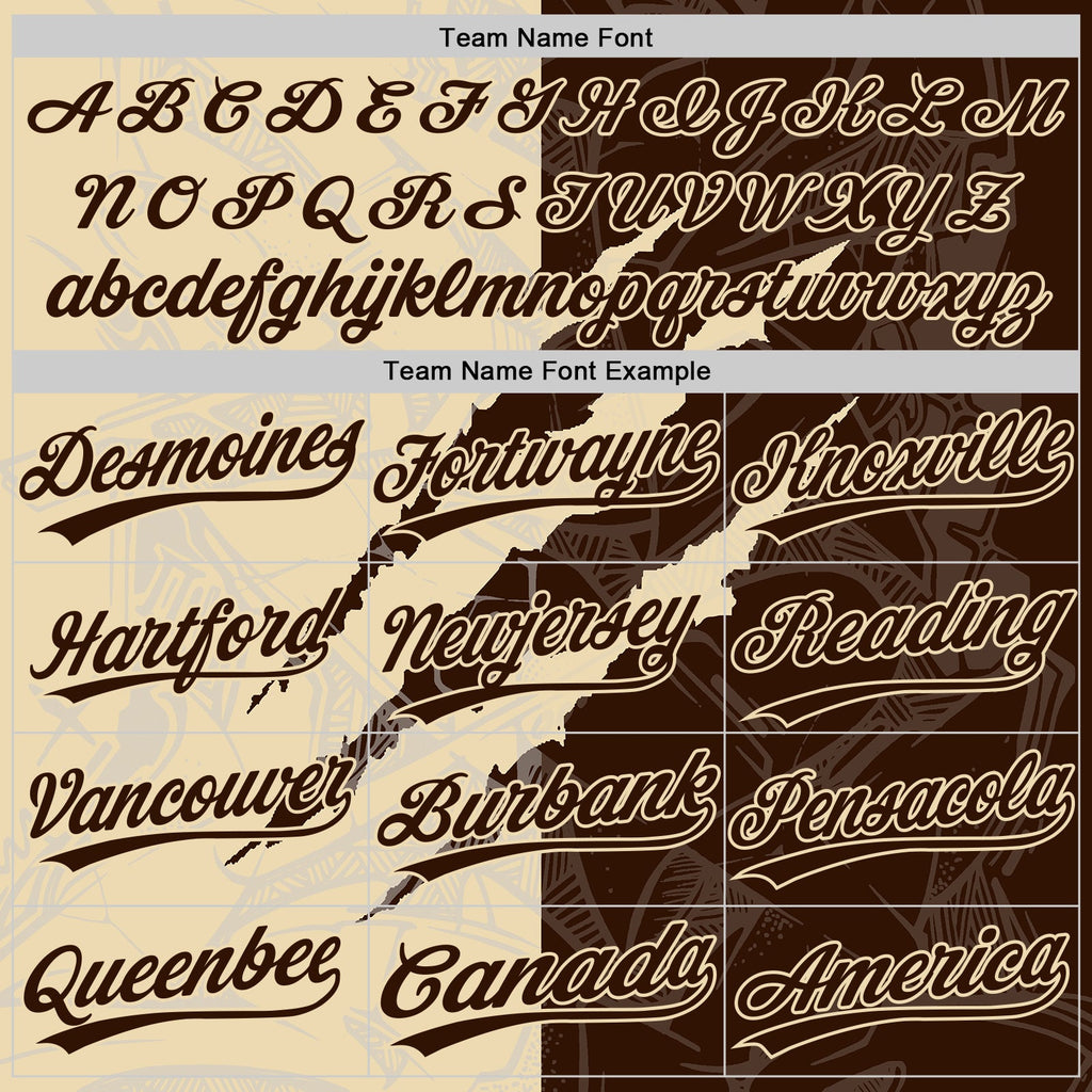 Custom Graffiti Pattern Brown-Cream 3D Scratch Two-Button Unisex Softball Jersey