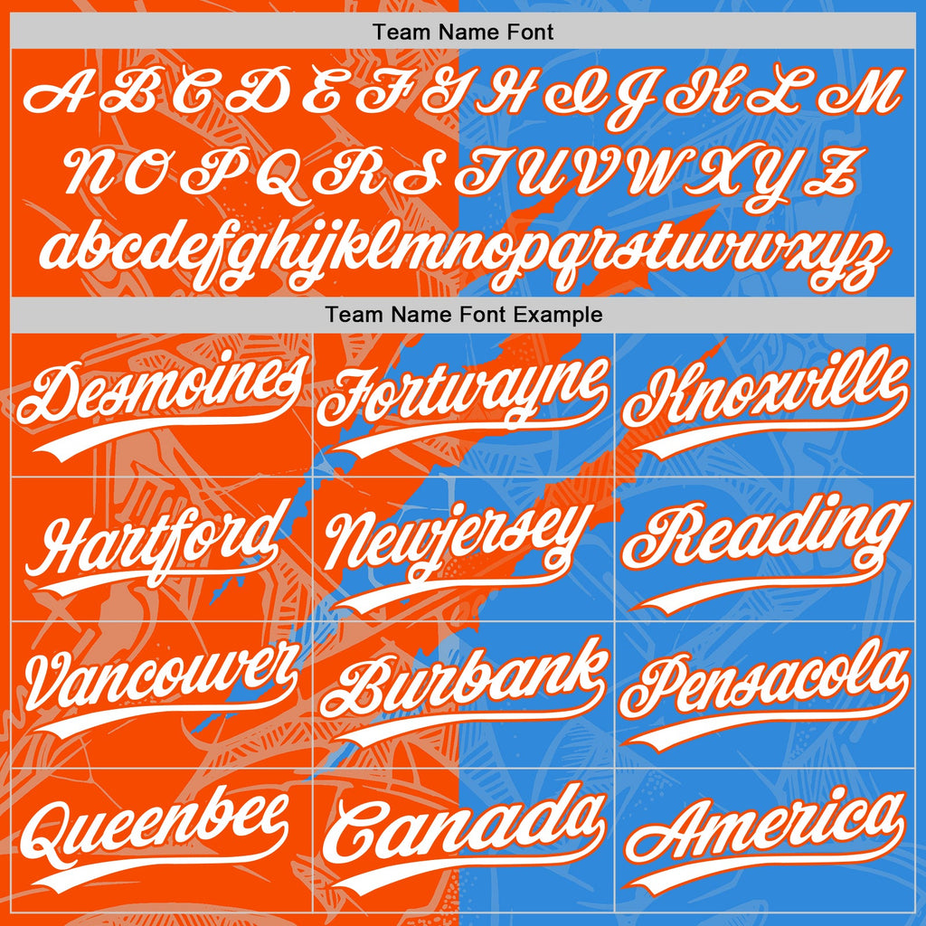 Custom Graffiti Pattern White Electric Blue-Orange 3D Scratch Two-Button Unisex Softball Jersey