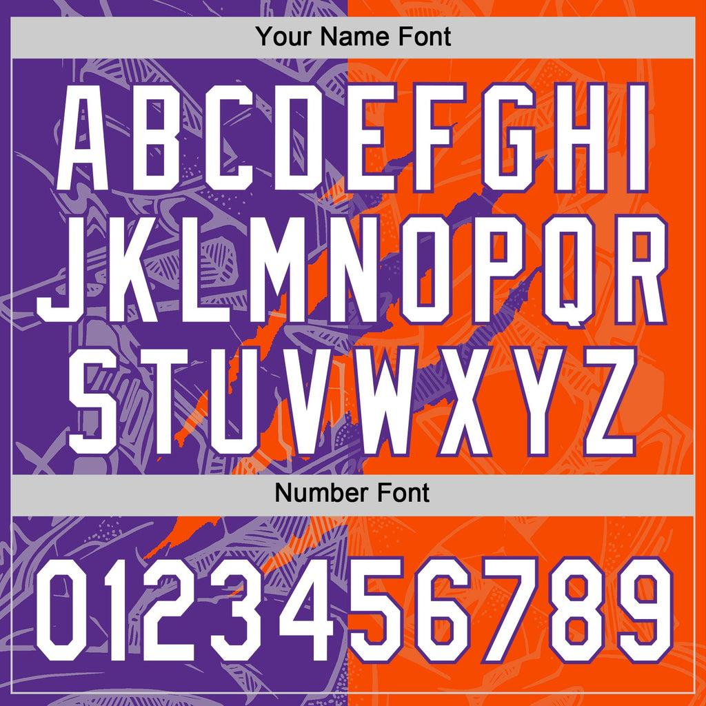 Custom Graffiti Pattern White Orange-Purple 3D Scratch Two-Button Unisex Softball Jersey