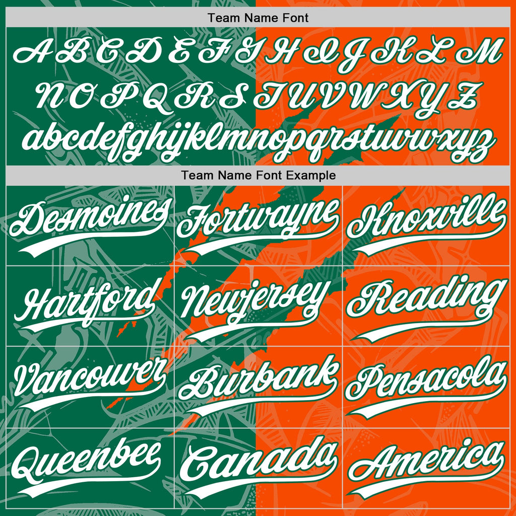 Custom Graffiti Pattern White Orange-Kelly Green 3D Scratch Two-Button Unisex Softball Jersey