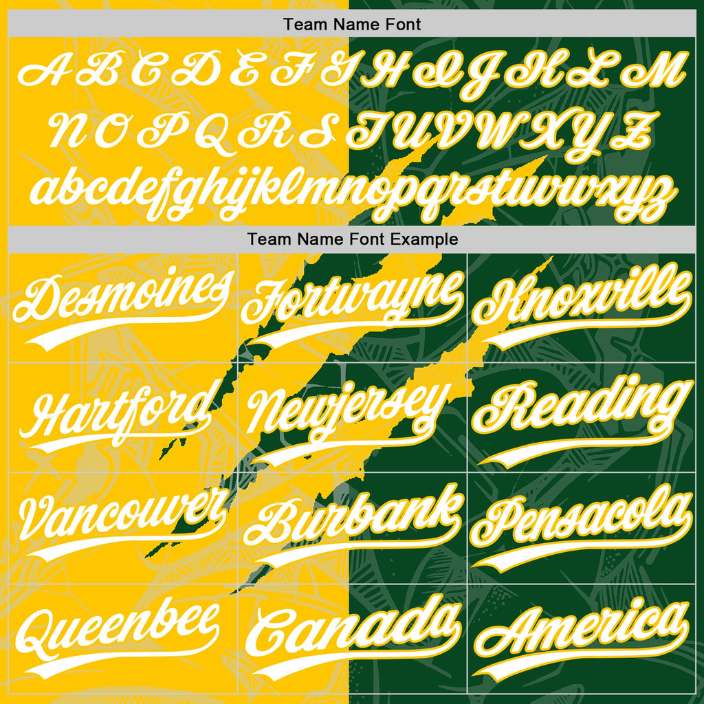 Custom Graffiti Pattern White Green-Yellow 3D Scratch Two-Button Unisex Softball Jersey