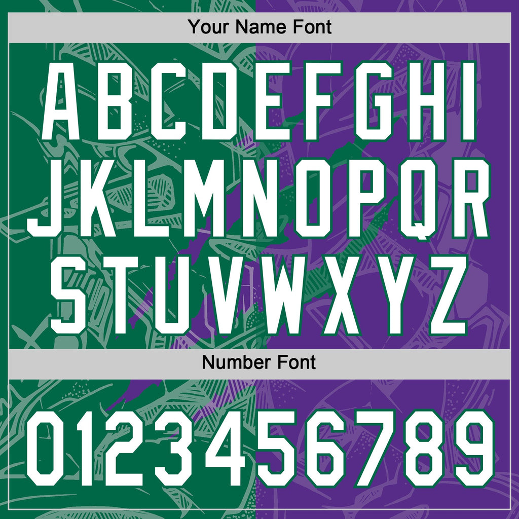 Custom Graffiti Pattern White Purple-Kelly Green 3D Scratch Two-Button Unisex Softball Jersey