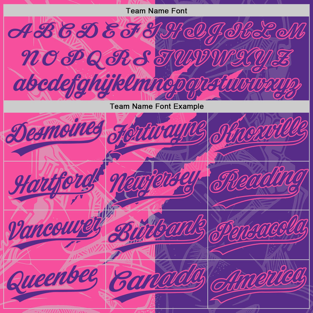 Custom Graffiti Pattern Purple-Pink 3D Scratch Two-Button Unisex Softball Jersey