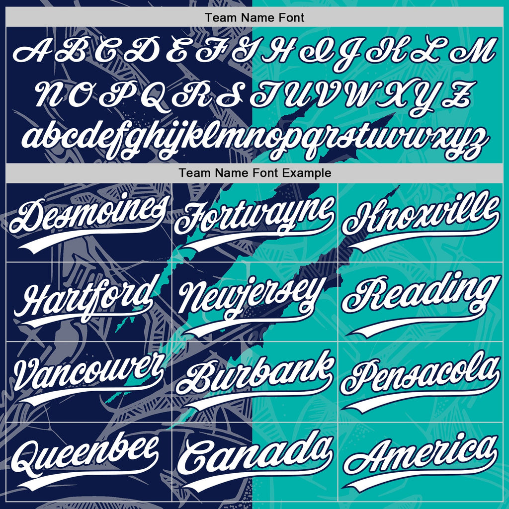 Custom Graffiti Pattern White Aqua-Navy 3D Scratch Two-Button Unisex Softball Jersey