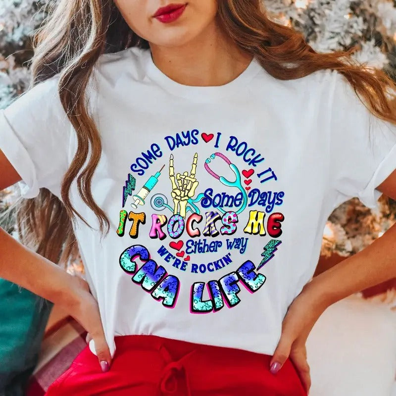 Some Day I Rock Some Day Rocks Me Emergency Nurse Shirt Halloween Nurse Registered Nurse Skeleton Nurse Shirt T-Shirts
