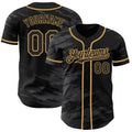 Custom Black Steel Gray Splash Ink Old Gold Authentic Baseball Jersey