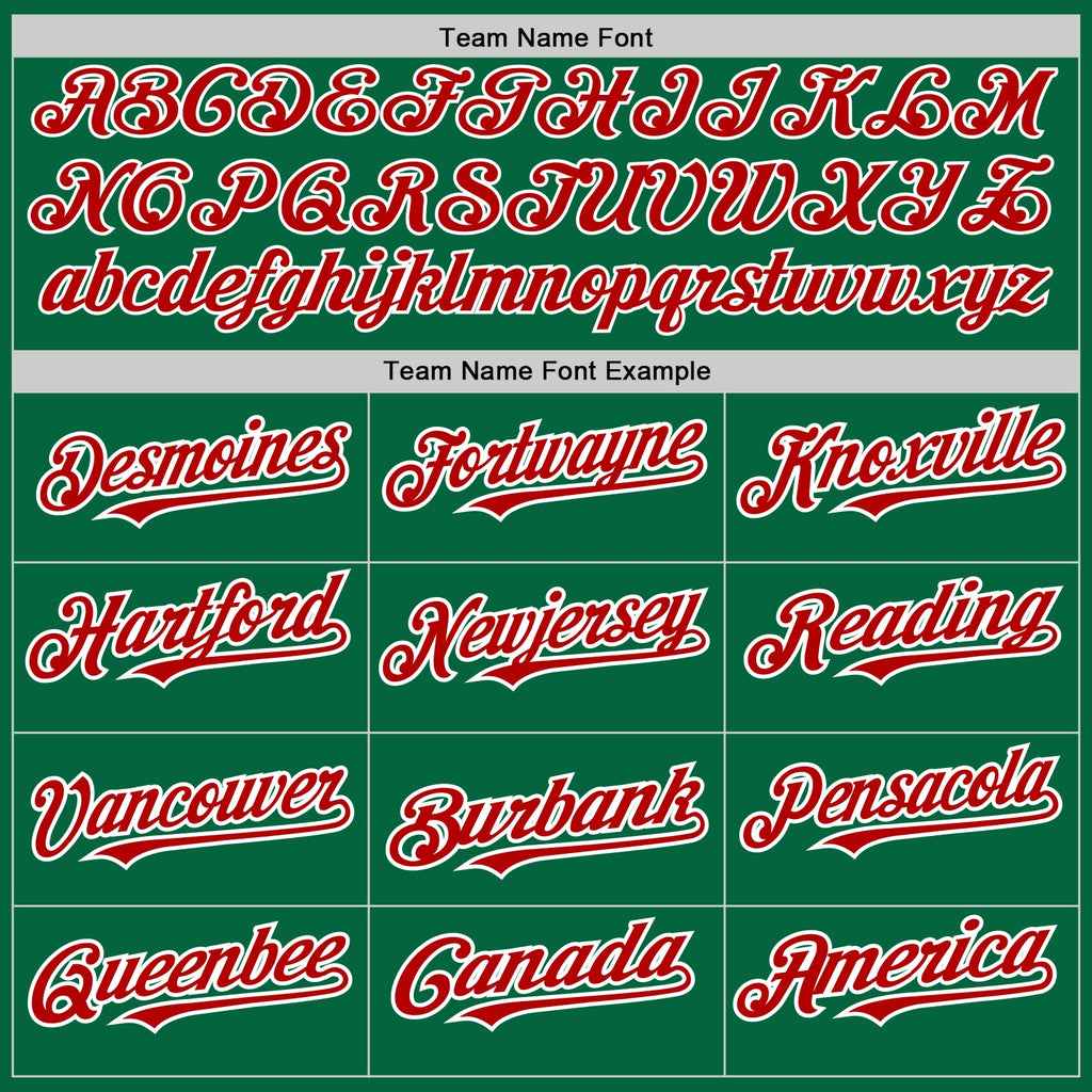 Custom Kelly Green White-Red Pinstripe Authentic Split Fashion Baseball Jersey