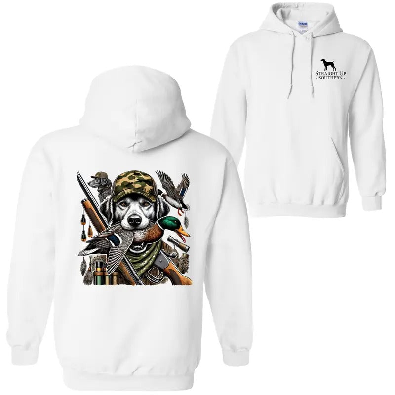 Straight Up Southern Duck Hunting Camo Dog Mallard Outdoor Enthusiasts Cozy Durable Hunting T-Shirts
