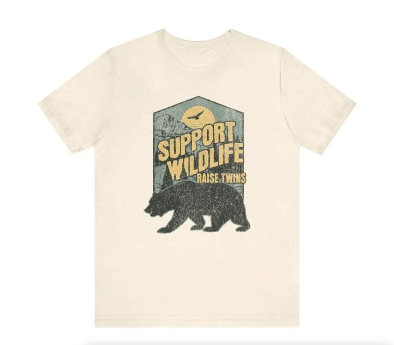 Support Wildlife Raise Twins Shirt Twin Mom Shirt Camping Shirt T-Shirts