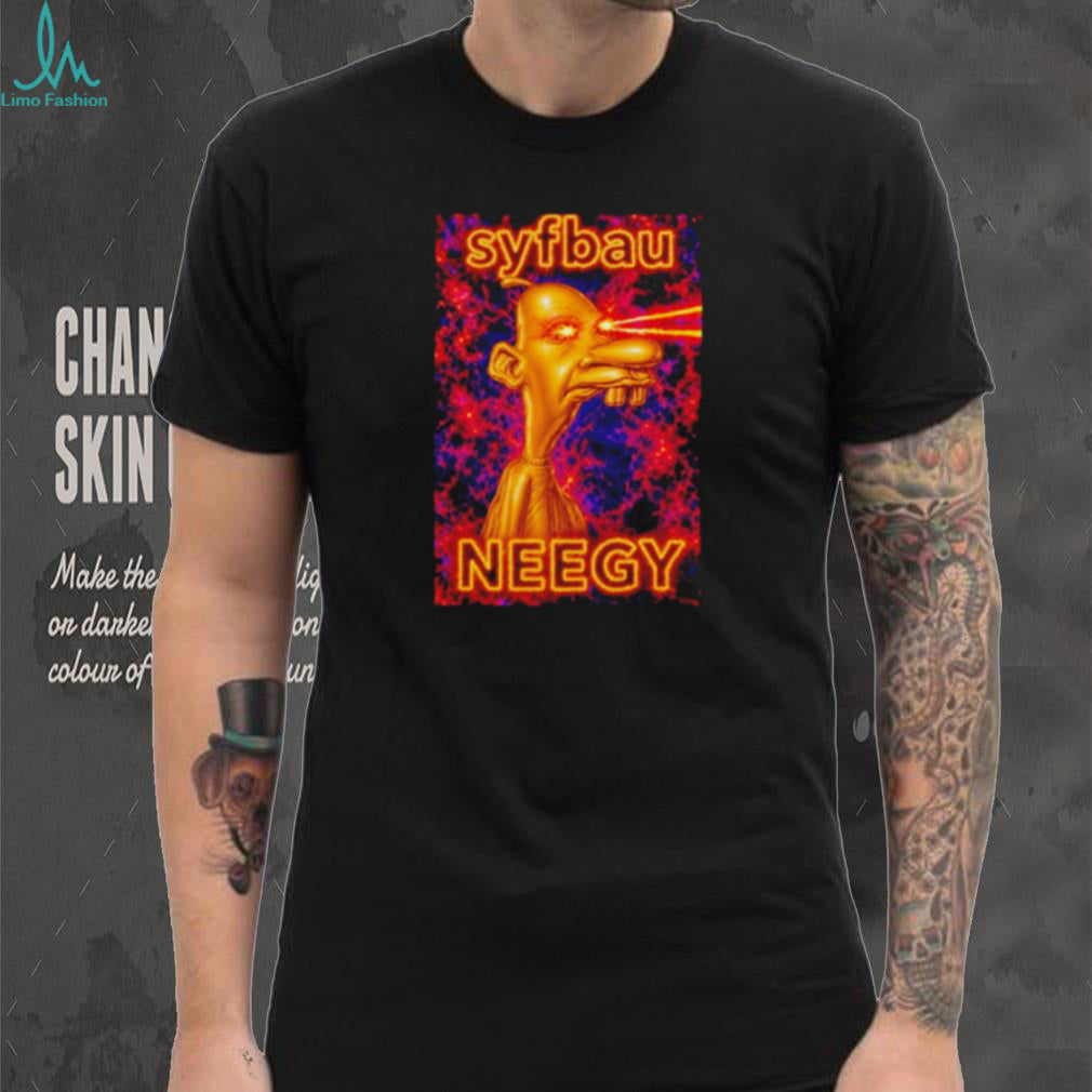 Syfbau Neegy laser eyes graphic shirt