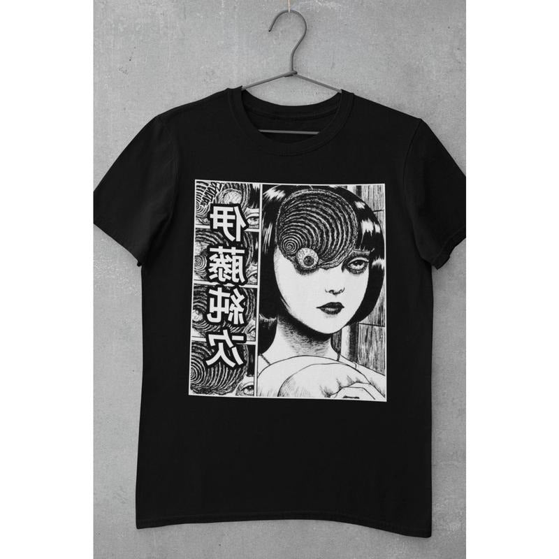 S 4XL Tomie Junji Ito Uzumaki Horror Anime Manga Japanese Japan Guro Gore Cult T-Shirts
