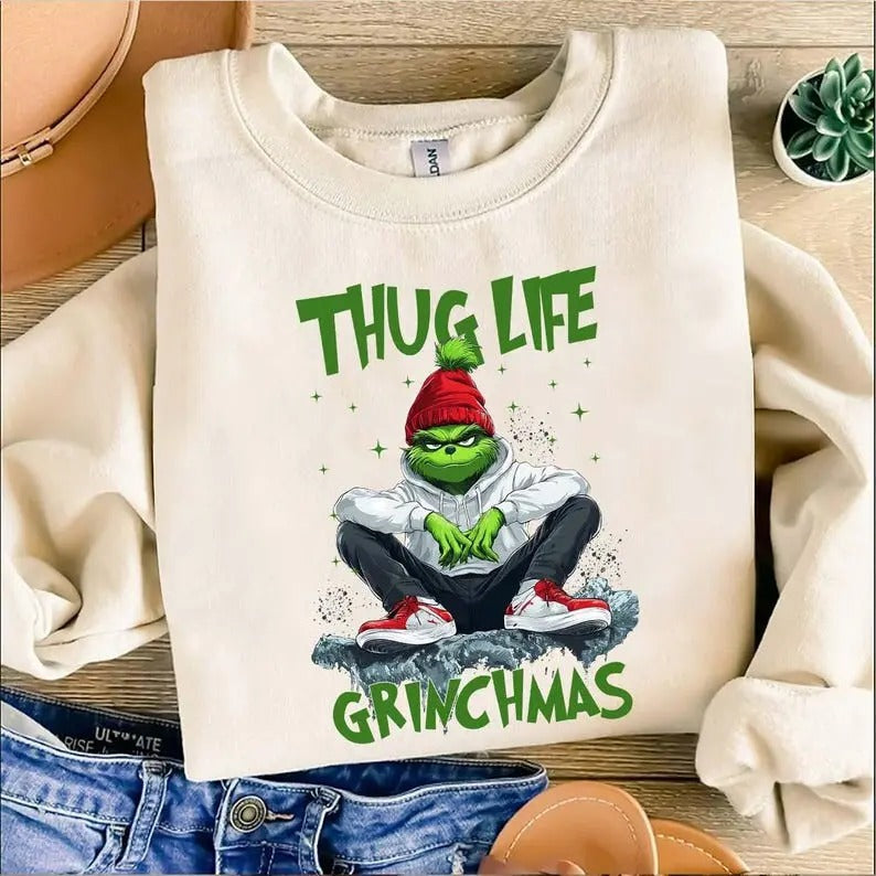 Thug Life Grinc Funny Retro Sublimation Merry Movie T-Shirts