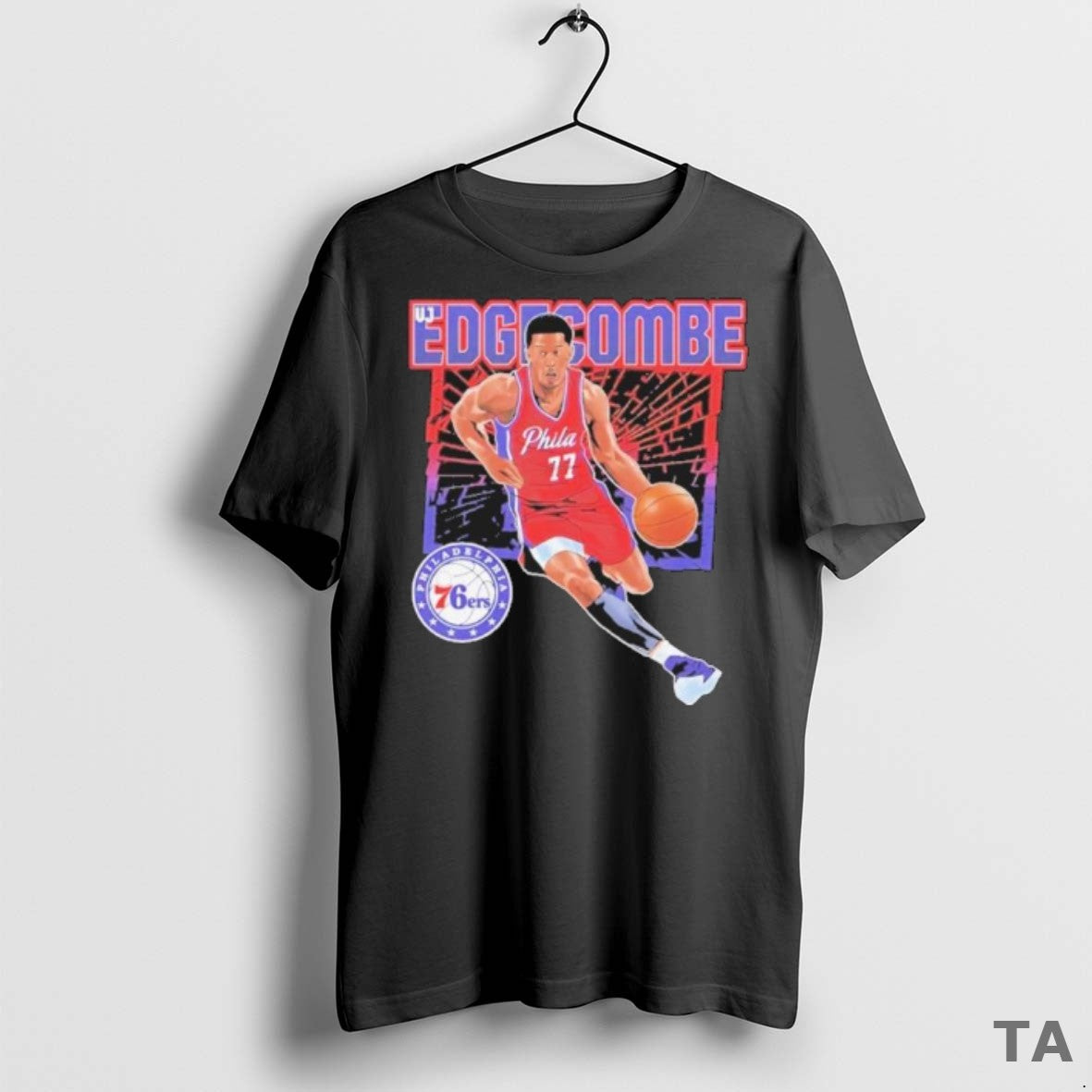 Top 76ers Vj Edgecombe Number 77 Shattered T Shirt Sweater