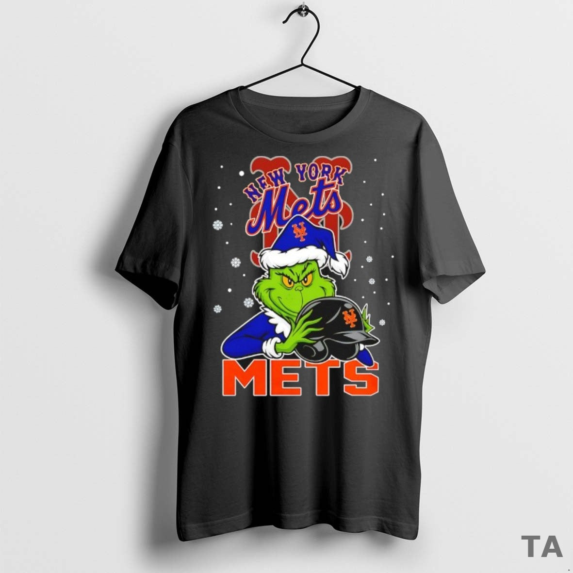 Top New York Mets Baseball Grinch Holding Helmet Christmas T Shirt Sweater