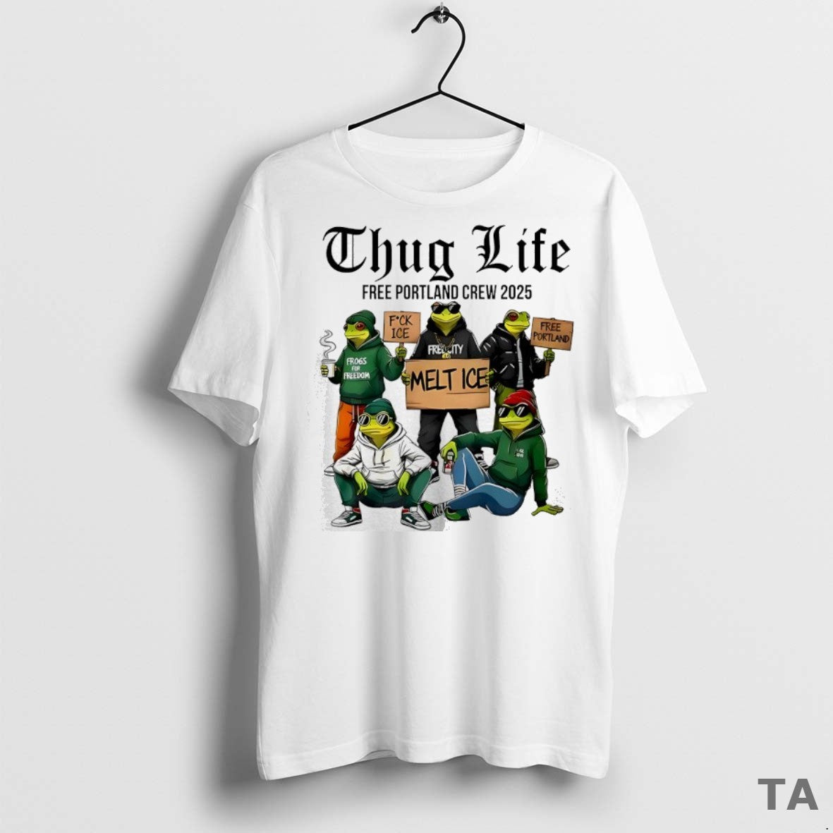 Top Portland Frog Thug Life Free Portland Crew 2025 T Shirt Sweater