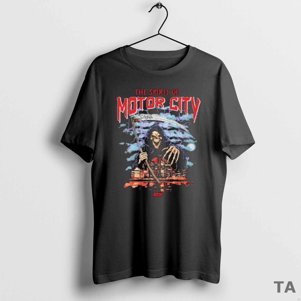 Top The Spirit Of Motor City Sana Grim Reaper Halloween T Shirt Sweater