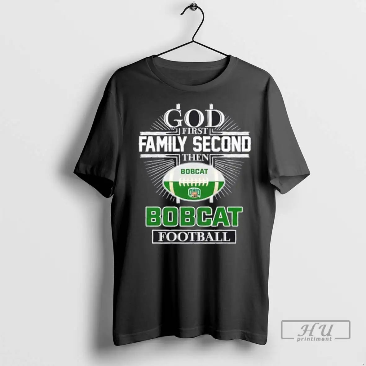 Trending God First Family Second Then Ohio Bobcats Football Cross T Shirts