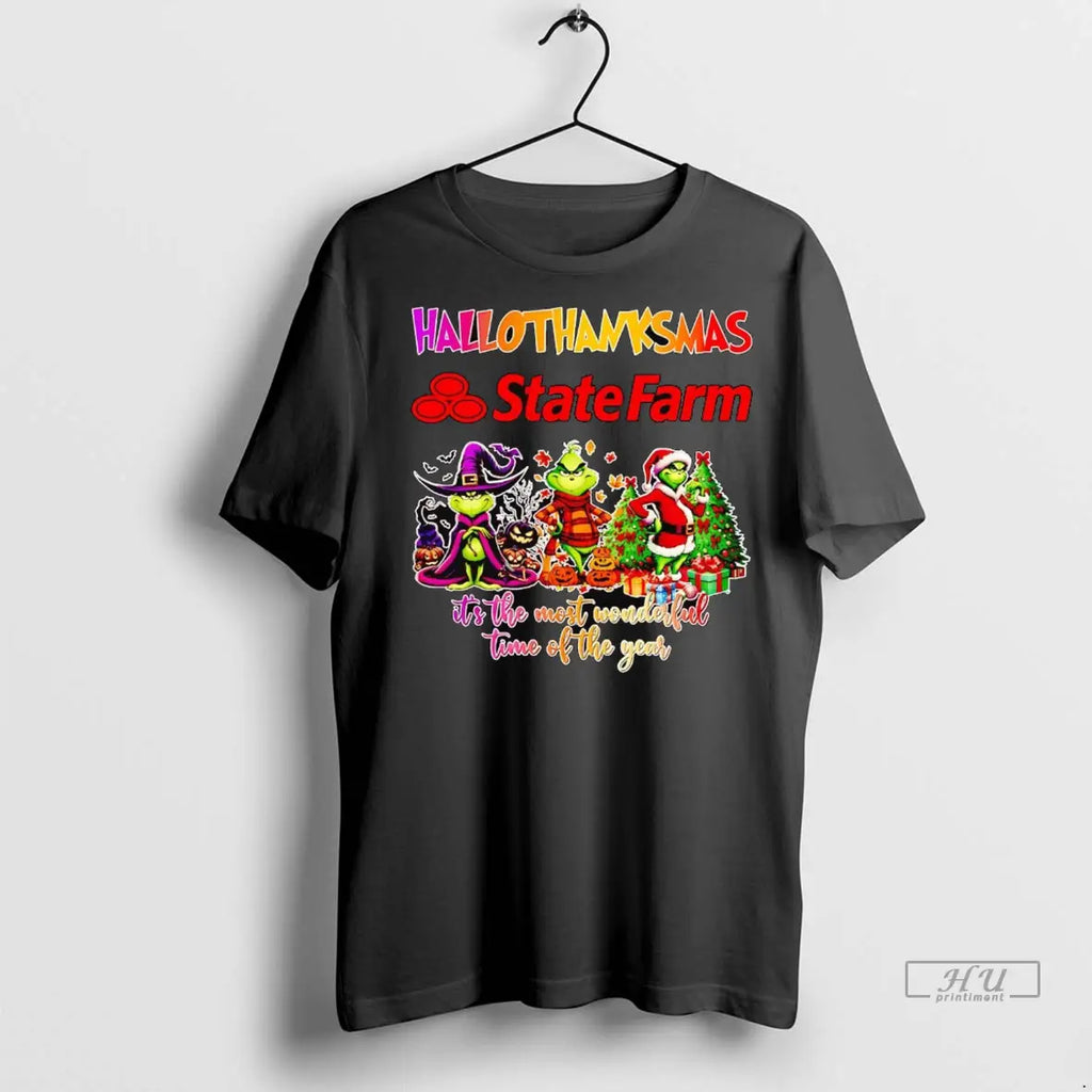 Trending Grinch State Farm Hallothanksmas Its The Most Wonderful Time T Shirt