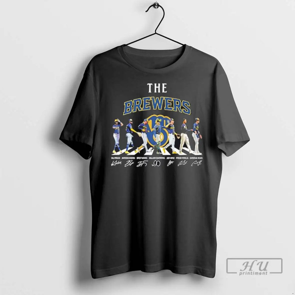 Trending Milwaukee Brewers Christian Yelich And Players Abbey Road Signatures T Shirts