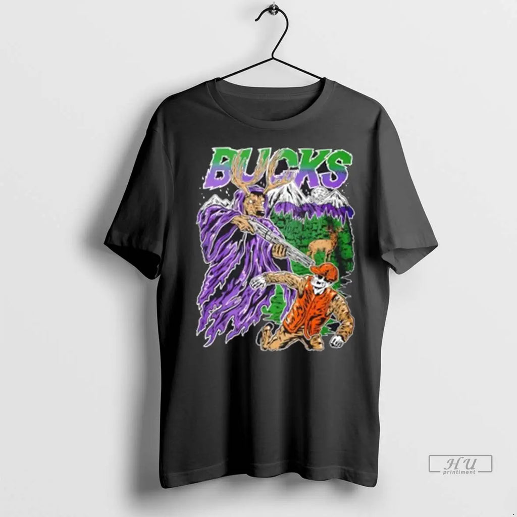 Trending Milwaukee Bucks Got The Gun Halloween Skeleton T Shirt