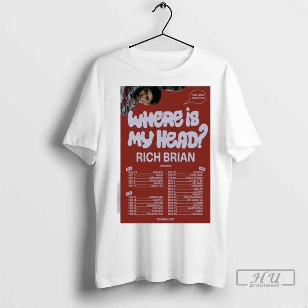 Trending Rich Brian Where Is My Head World Tour 2025 2026 Ladies T Shirts