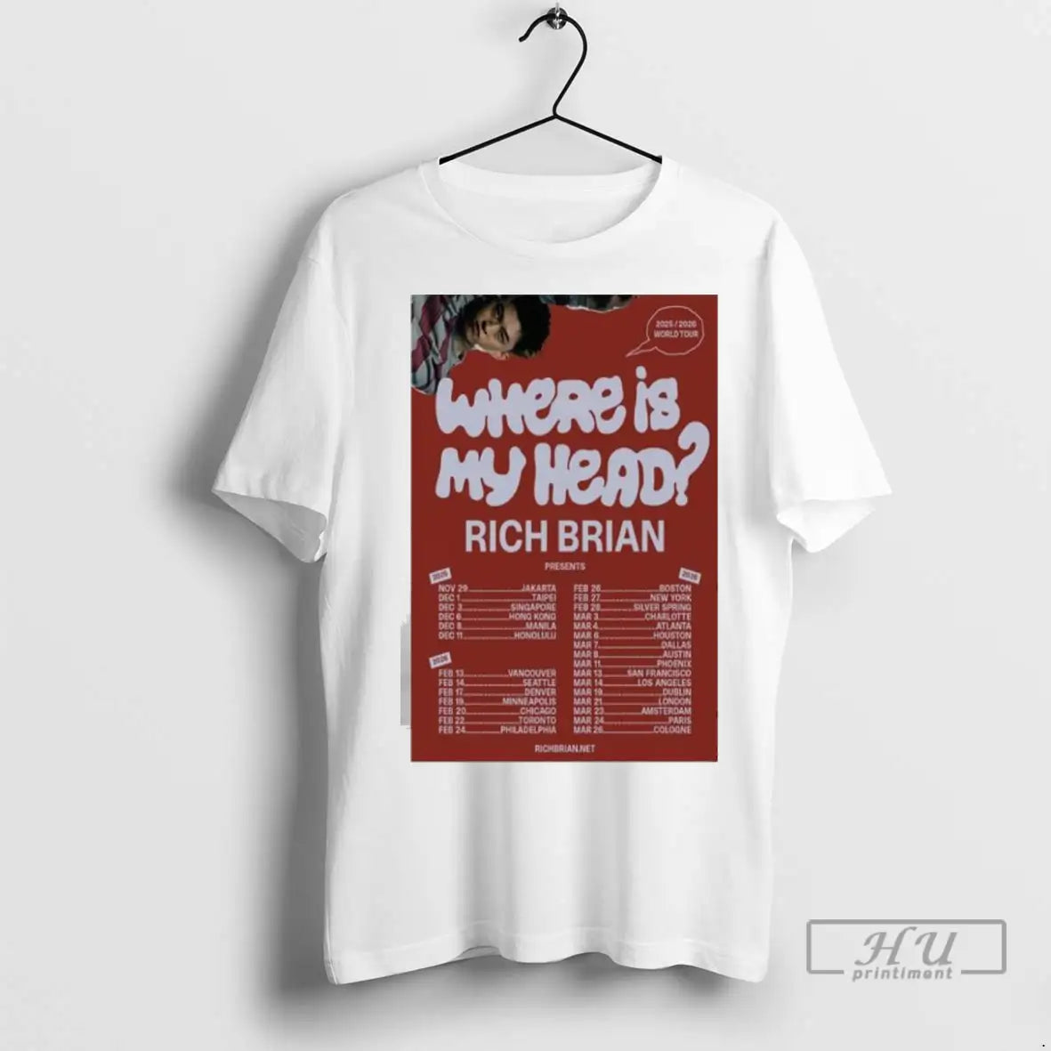 Trending Rich Brian Where Is My Head World Tour 2025 2026 Ladies T Shirts