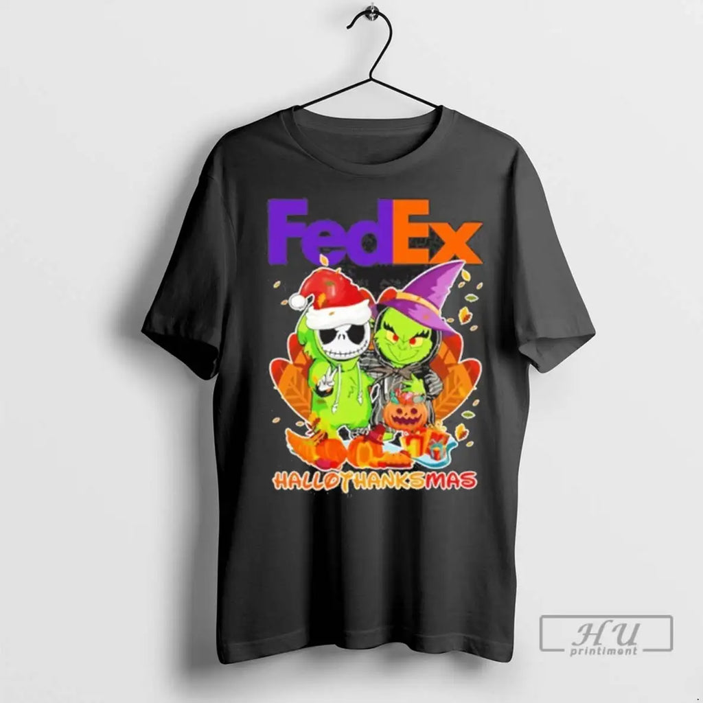 Trending The Grinch And Santa Jack Fedex Logo Hallothanksmas T Shirts