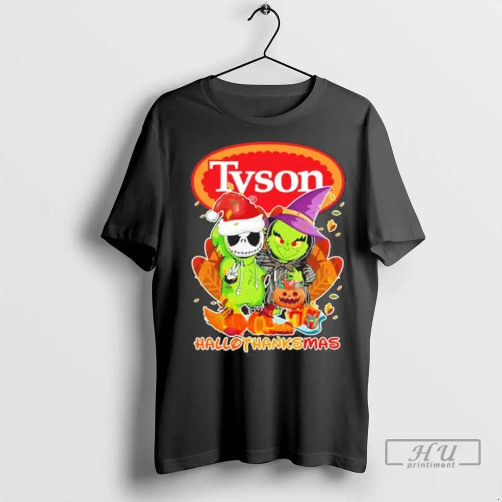 Trending The Grinch And Santa Jack Tyson Logo Hallothanksmas T Shirts
