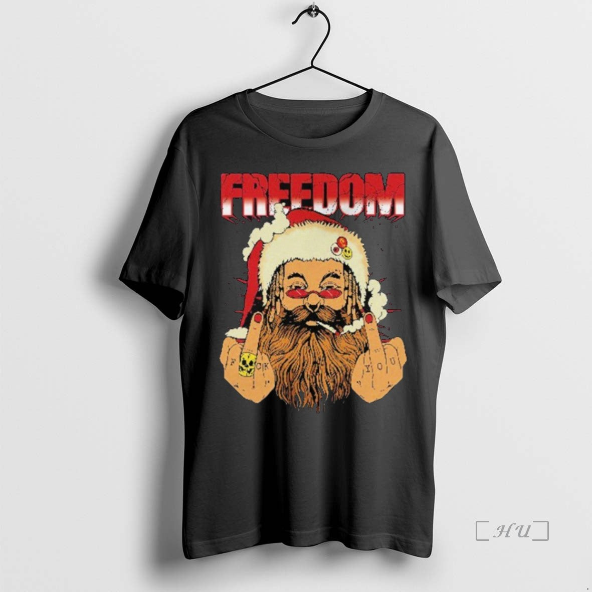 Trending Freedom Defiant Santa Claus Middle Finger Christmas 2025 T Shirt Sweater