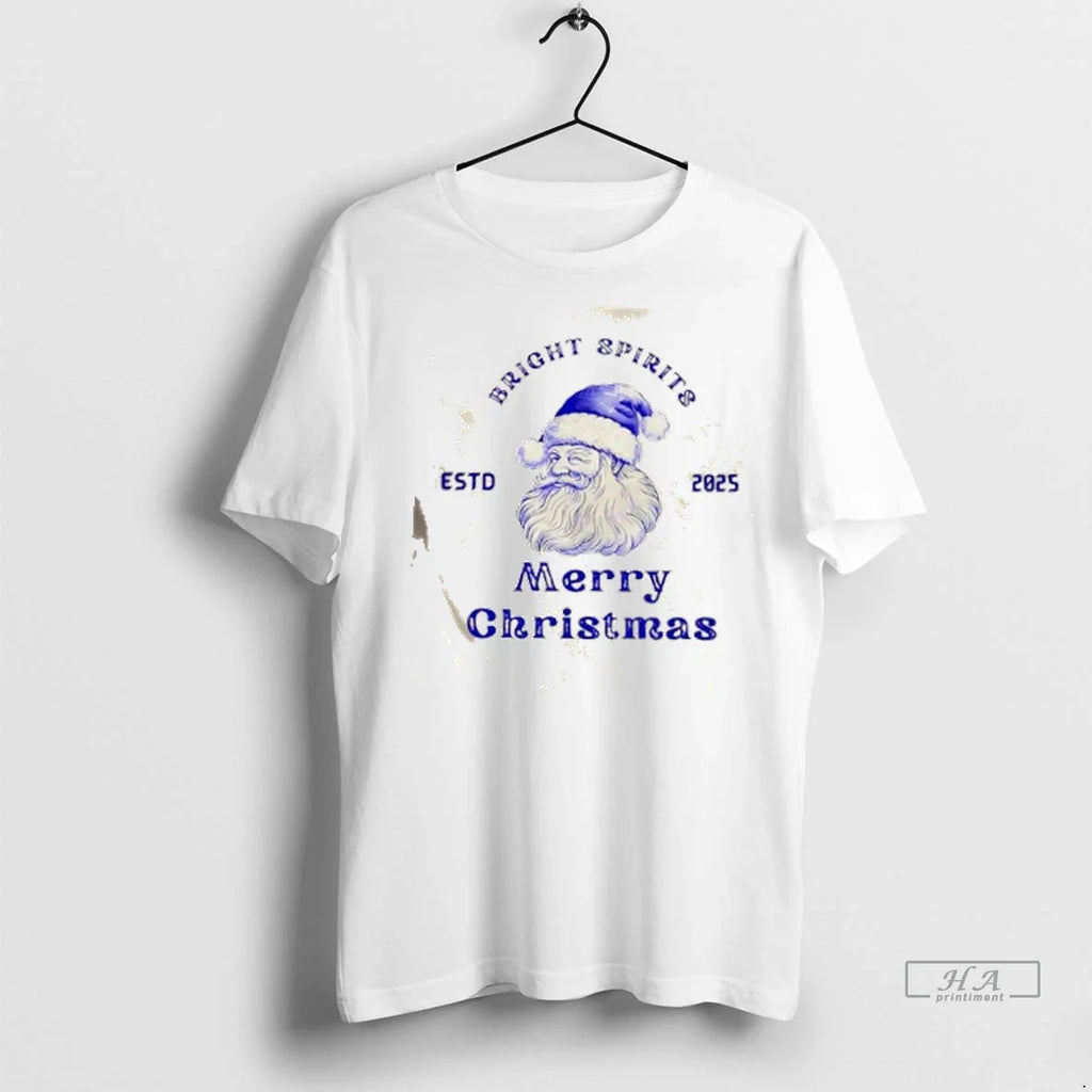 Trendy Bright Spirits Merry Christmas Estd 2025 Shirt Sweater